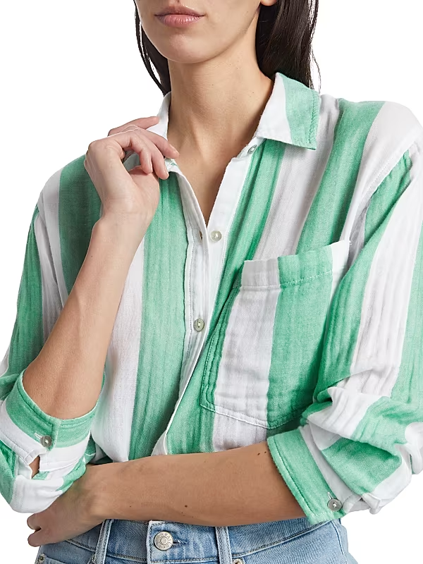 Rails Women's Jaylin Stripe Cotton Shirt MSRP $178