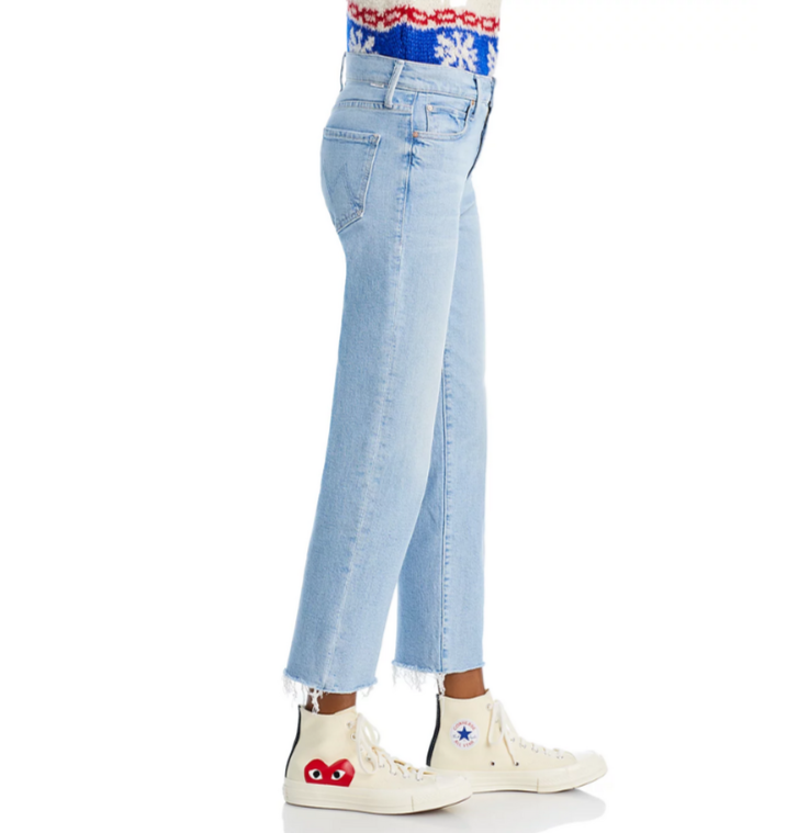 MOTHER The Kick It High Rise Frayed Ankle Jeans MSRP $238