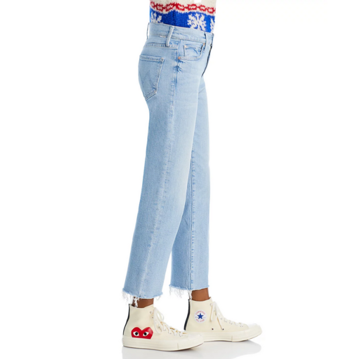 MOTHER The Kick It High Rise Frayed Ankle Jeans MSRP $238