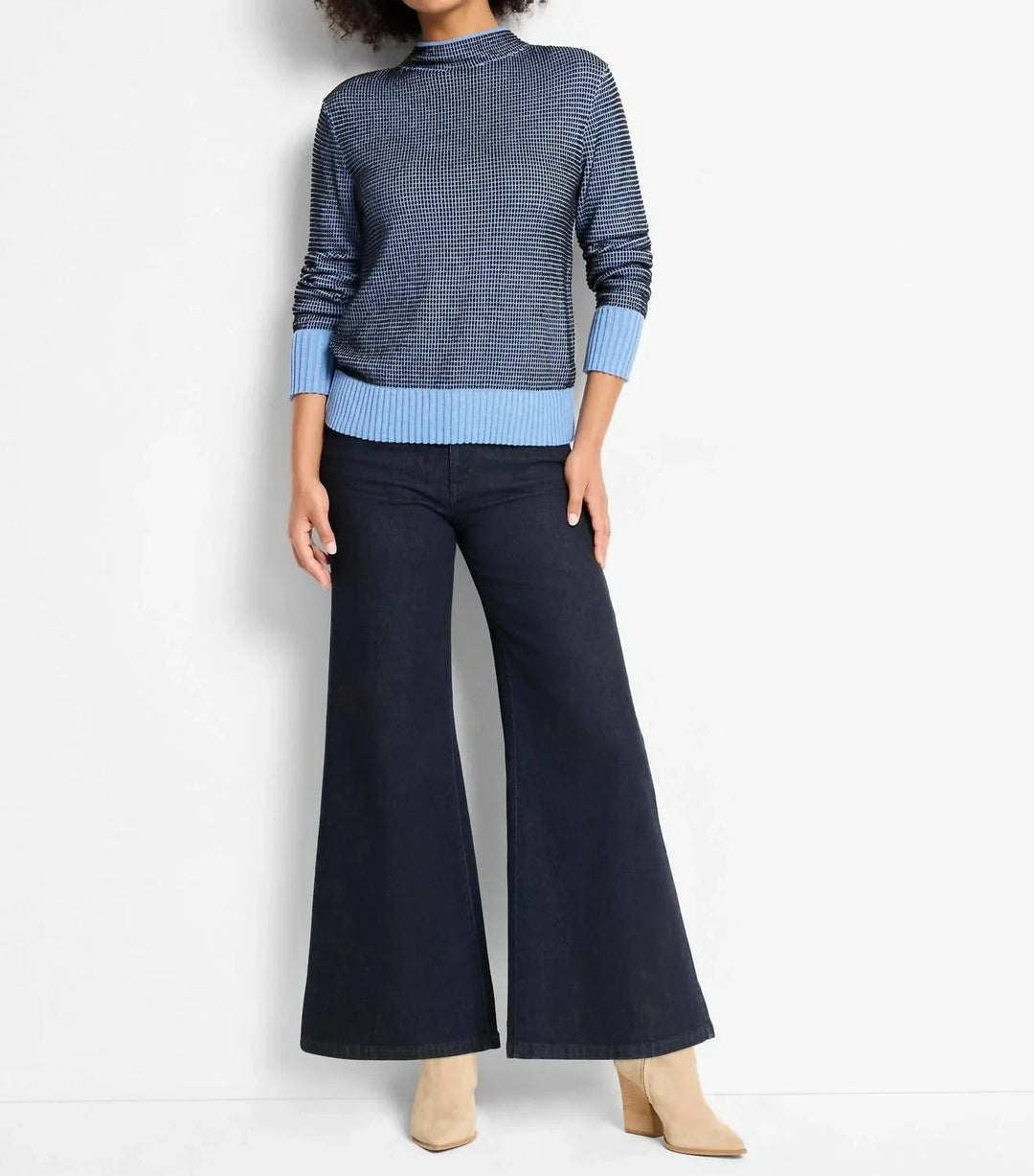 Nic+Zoe Funnel Neck Pixel Knit Sweater MSRP $158