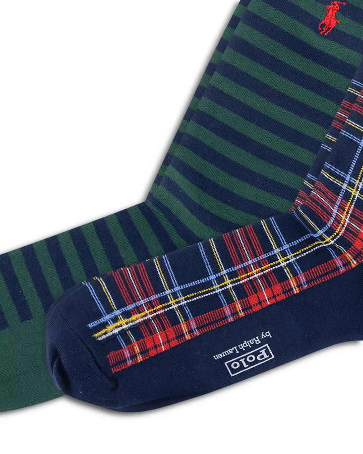 Polo Ralph Lauren Holiday Plaids Crew Socks, Pack of 2 MSRP $26