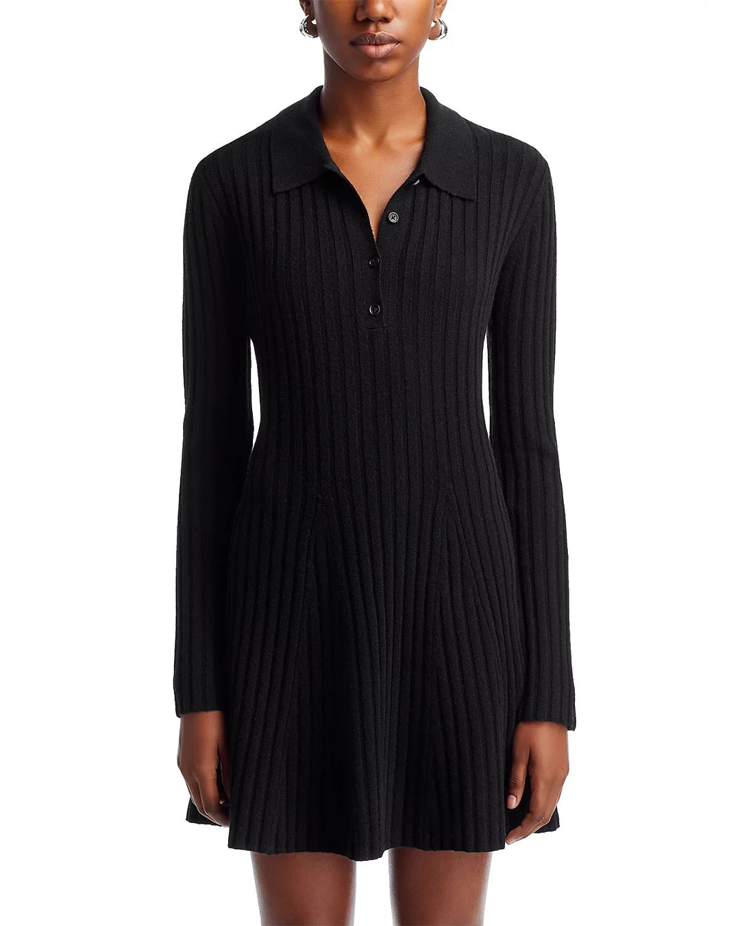FRENCH CONNECTION Vhari Ribbed Button Up Mini Dress MSRP $118