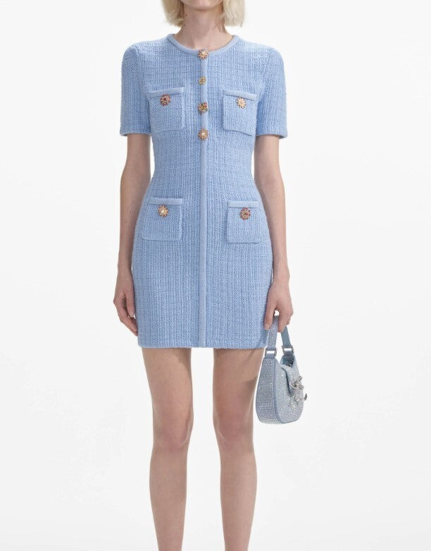 Self-Portrait Beaded Button Knit Dress MSRP $555