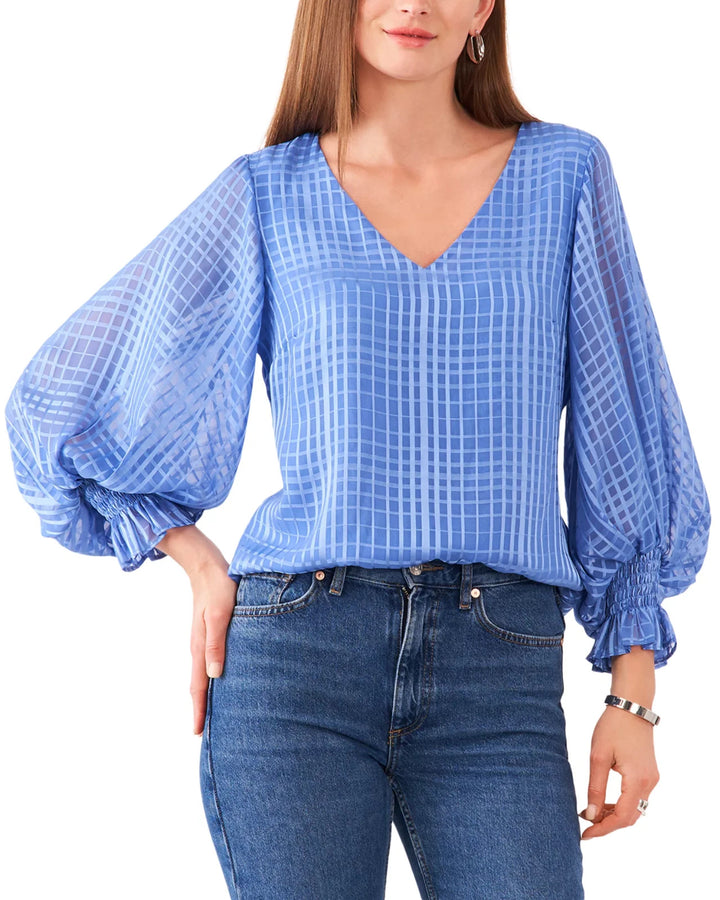 VINCE CAMUTO Printed Puff Sleeve Top MSRP $79