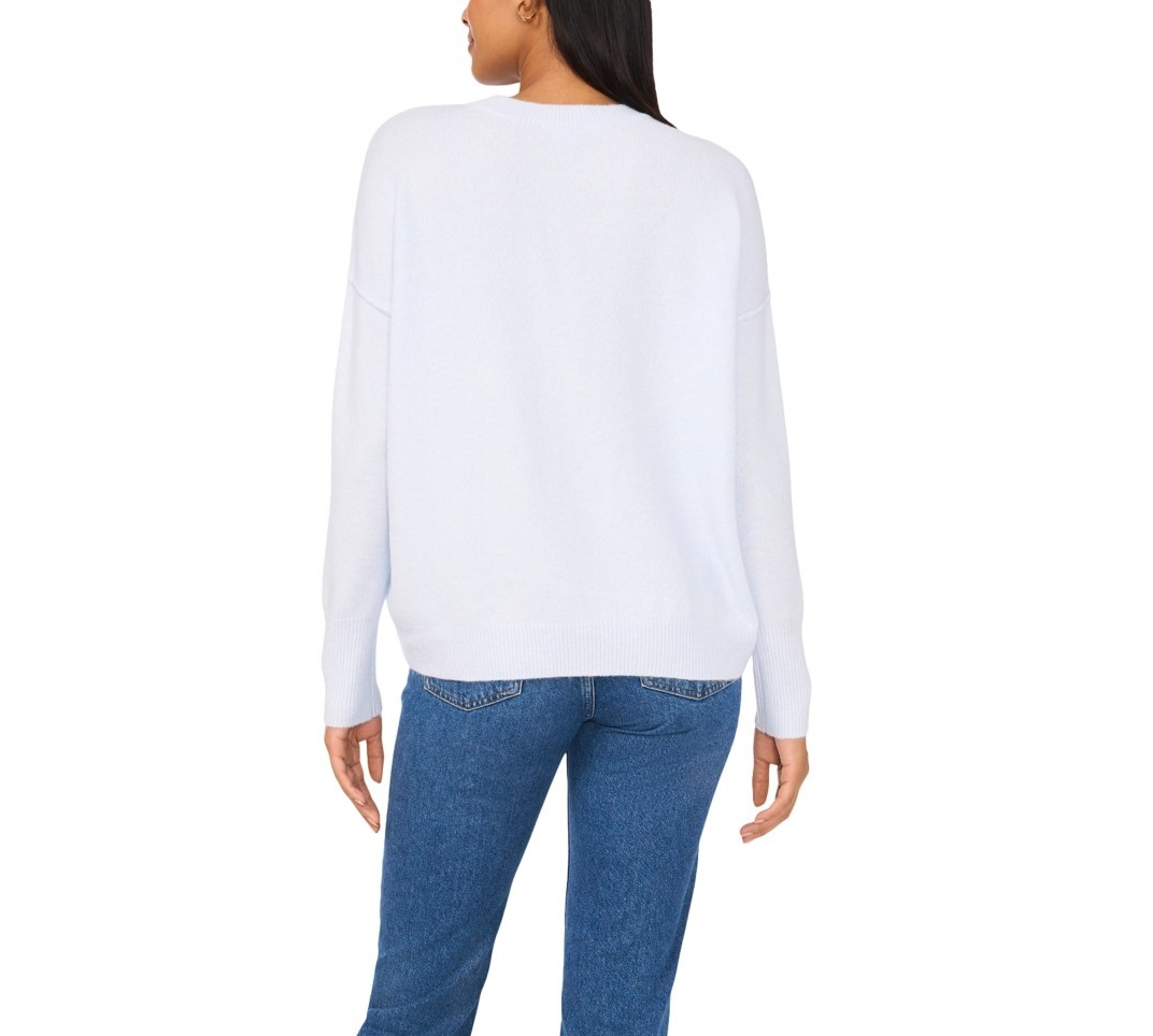 Sam & Jess Women's Crewneck Embellished Pearl Long-Sleeve Sweater MSRP $69