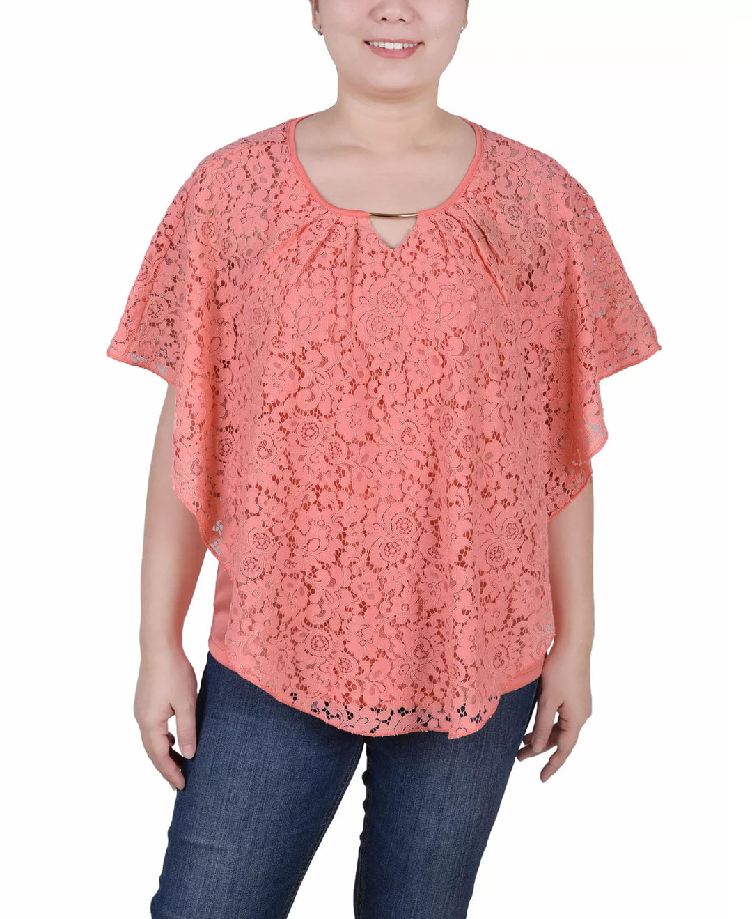 NY Collection Petite Lace Poncho Top with Matching Tank MSRP $44