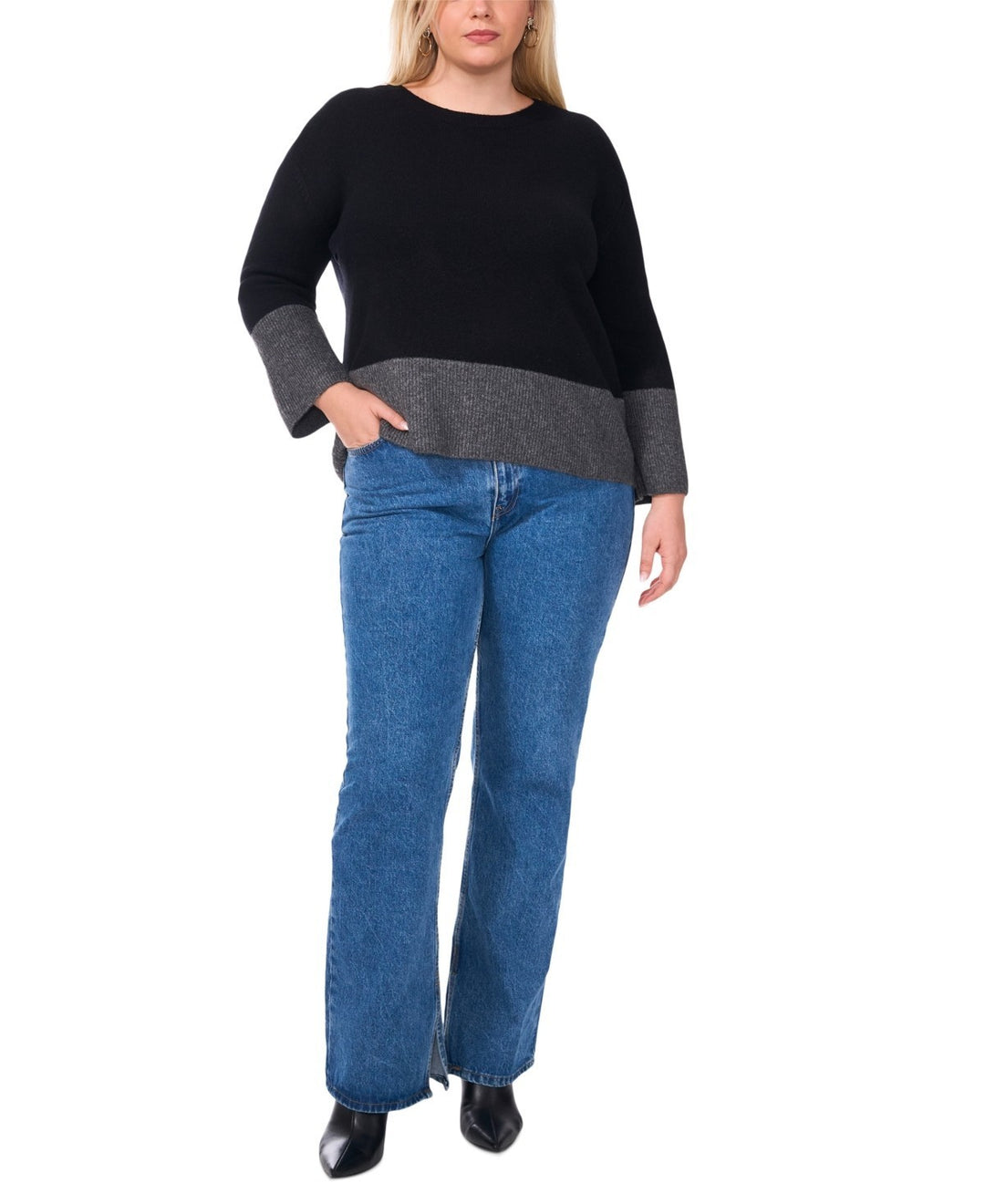 Vince Camuto Plus Size Colorblocked Crewneck Sweater MSRP $79