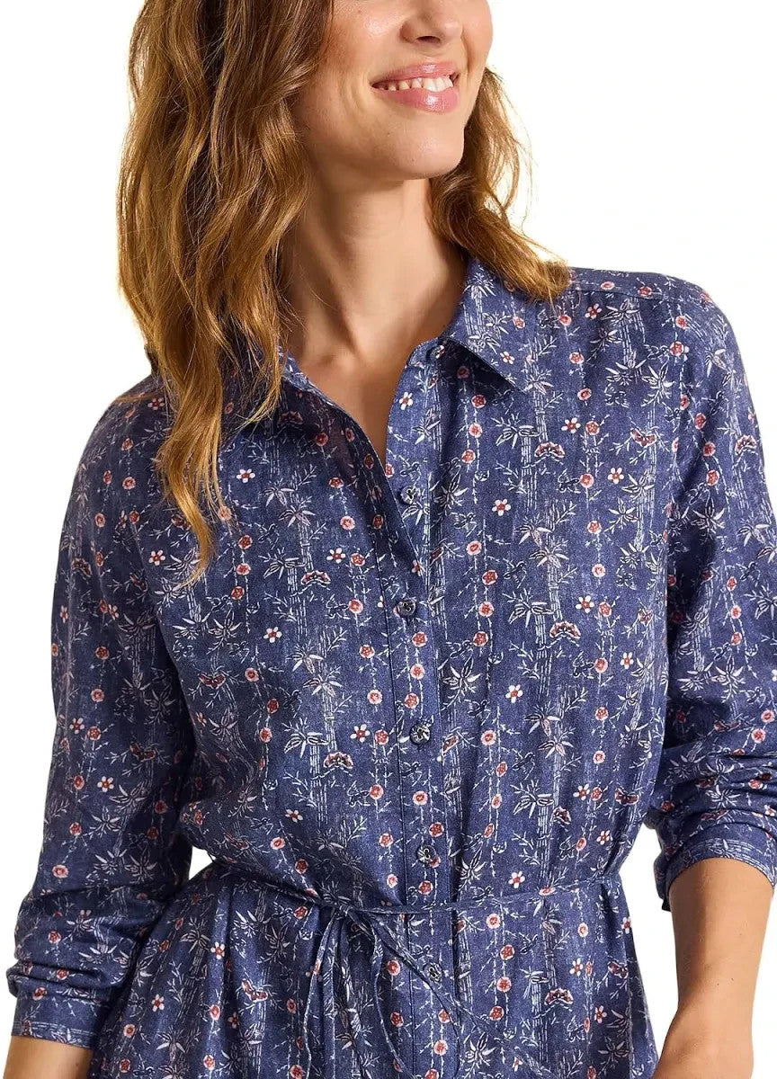 Tommy Bahama Blue Sea Floral Long Sleeve Shirt Dress MSRP $168