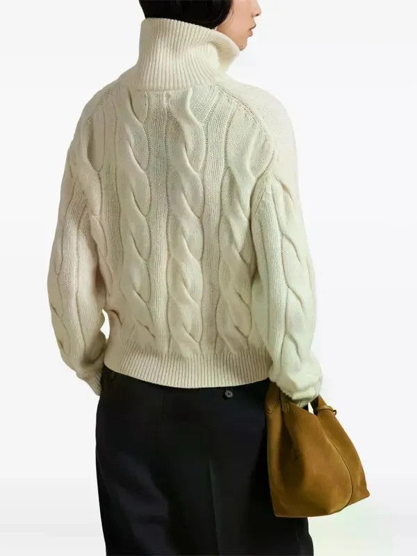 Polo Ralph Lauren cable-knit mock-neck cardigan MSRP $348