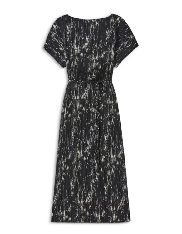 Lafayette 148 New York Plisse Belted Midi Dress MSRP $998
