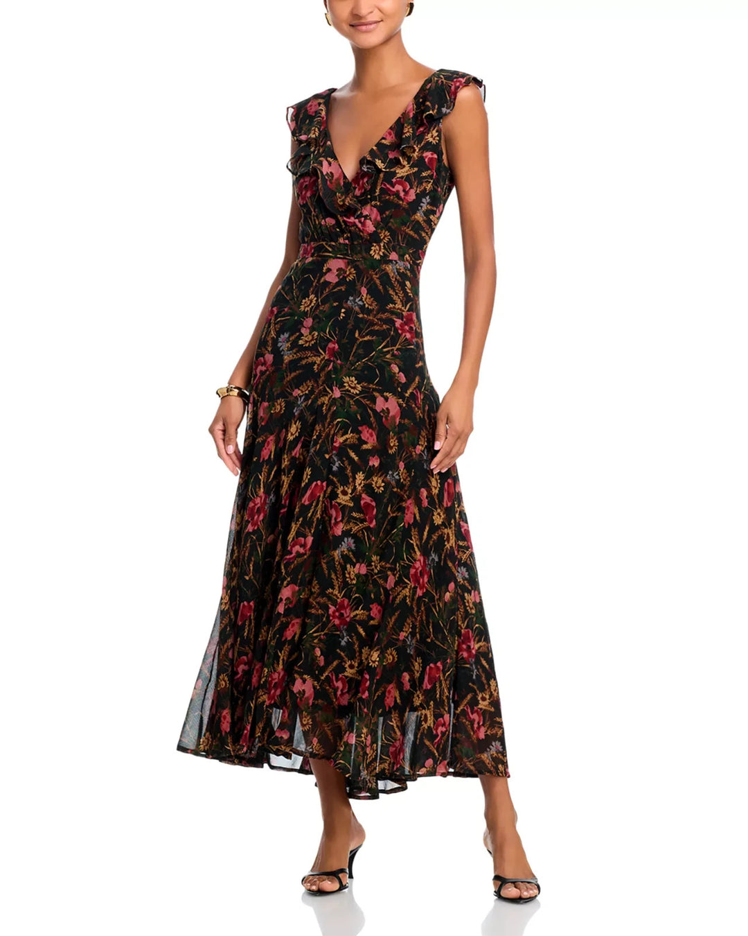 PAIGE Sharleen Sleeveless Silk Midi Dress MSRP $499