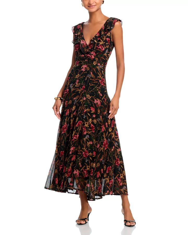 PAIGE Sharleen Sleeveless Silk Midi Dress MSRP $499
