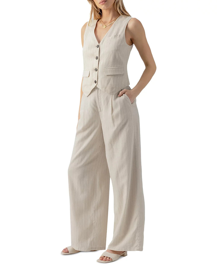Sanctuary Linen Blend Timeless Button Front Vest MSRP $99