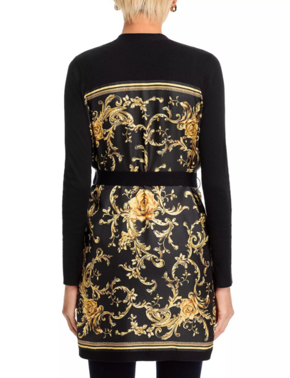 L'AGENCE Beverley Silk Panel Chain Cardigan MSRP $575