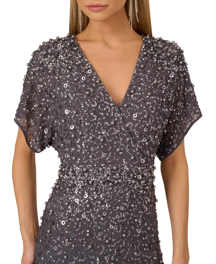 Adrianna Papell Women's Beaded Sheath Dress MSRP $295