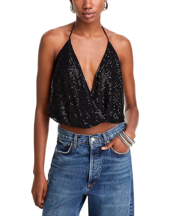 Ramy Brook Sullivan Embellished Halter Top MSRP $275