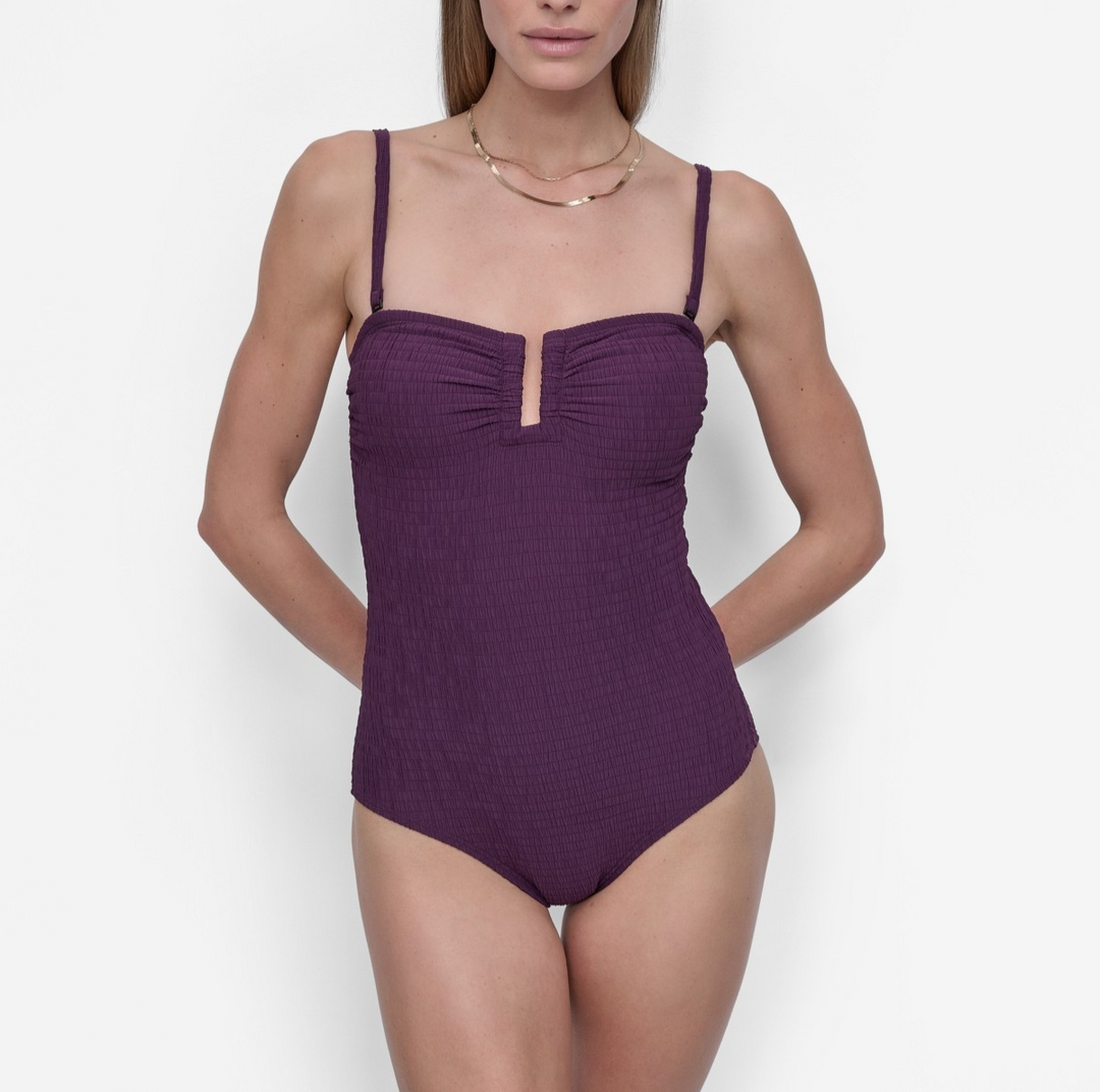 Dkny Women's Shirred One-Piece Swimsuit MSRP $80