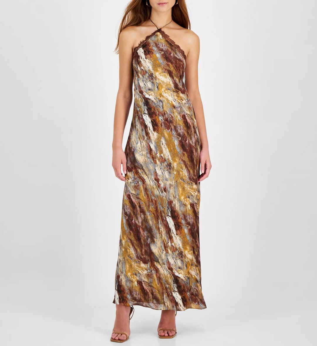 1.STATE Women's Printed Lace-Trim Halter Sleeveless Maxi Dress MSRP $9 DGFOutlet 1.STATE Women's Printed Lace-Trim Halter Sleeveless Maxi Dress MSRP $9 DGFOutlet