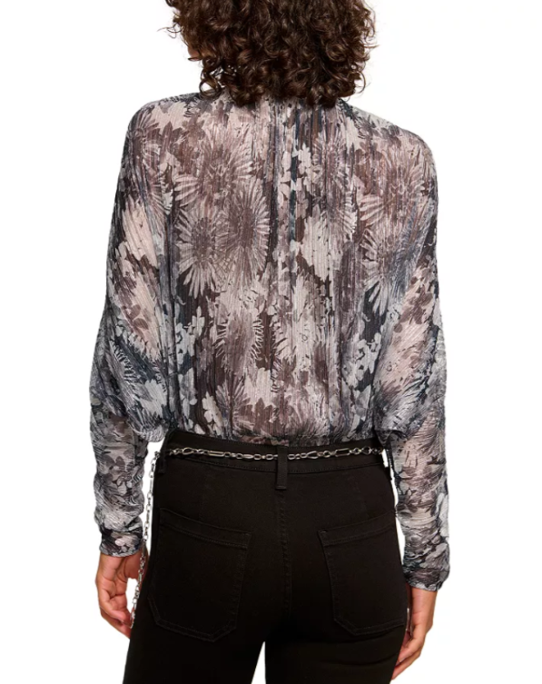 Ramy Brook Margot Printed Long Sleeve Bodysuit MSRP $295