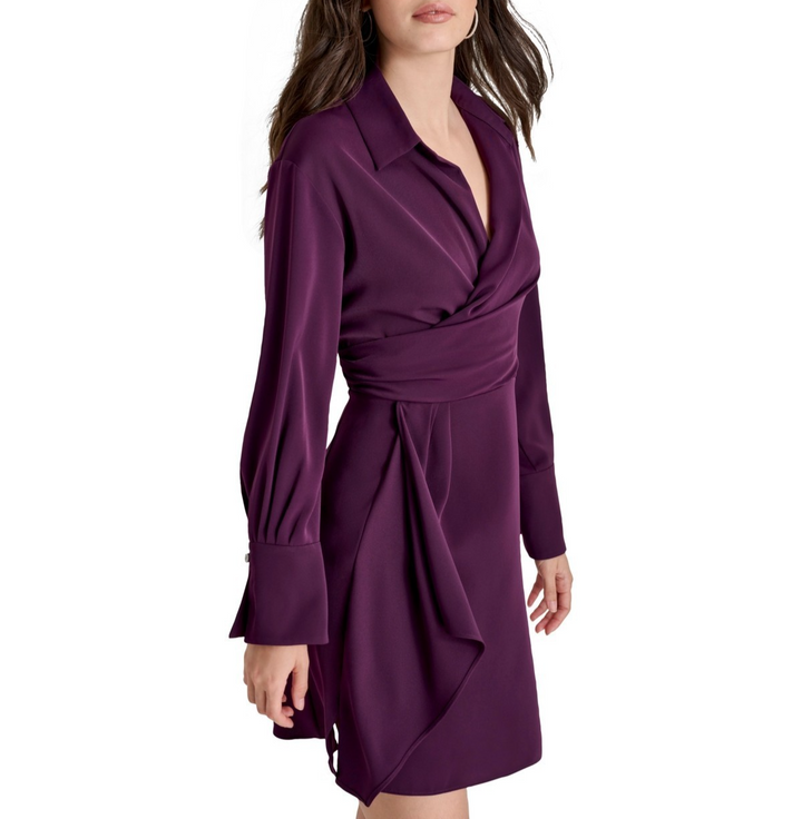 Dkny Women's Wrap-Front Long-Sleeve Minidress MSRP $134