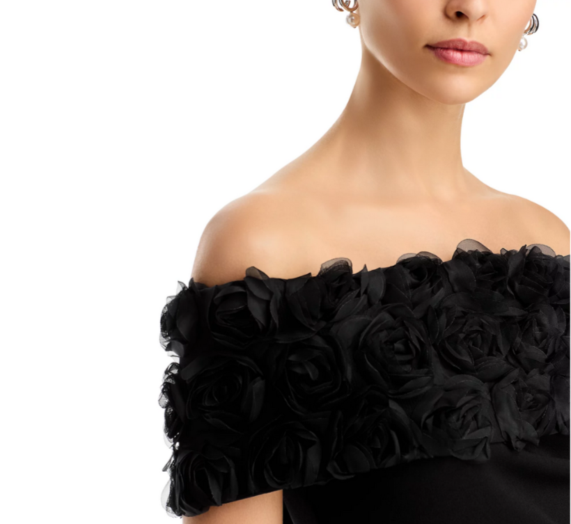 Eliza J Off-the-Shoulder Side Tuck Gown MSRP $208