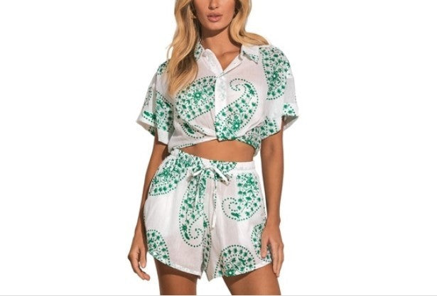 Elan Printed Button Front Swim Cover up Shirt MSRP $59