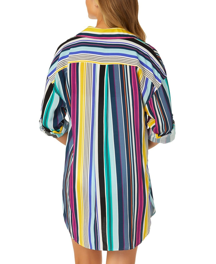 Anne Cole Boyfriend Shirt Swim Cover-Up MSRP $88