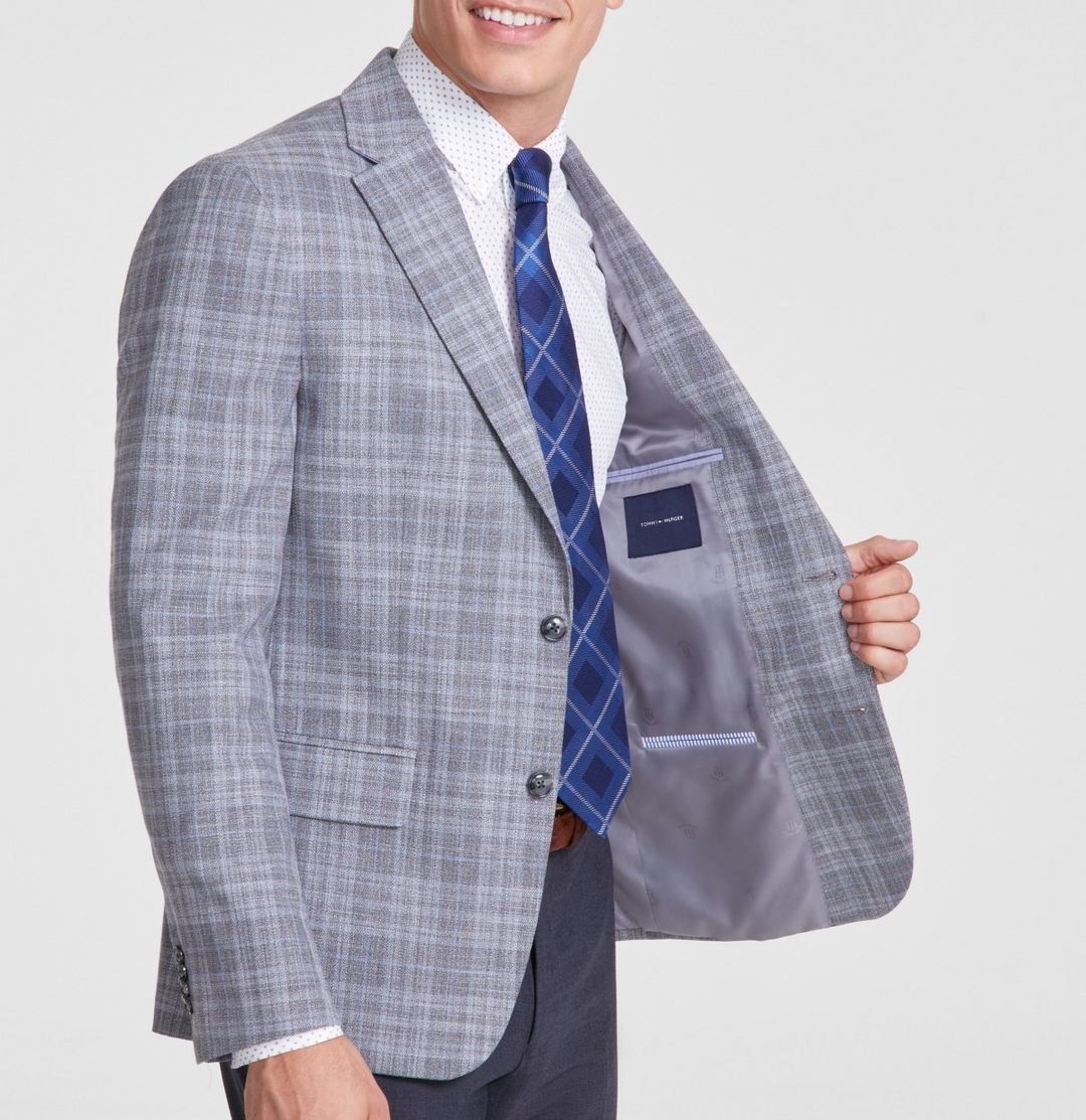 Tommy Hilfiger Men's Modern-Fit Plaid Sport Coat MSRP $295