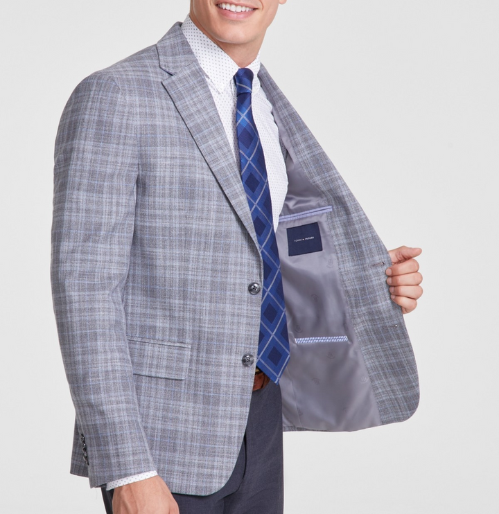 Tommy Hilfiger Men's Modern-Fit Plaid Sport Coat MSRP $295