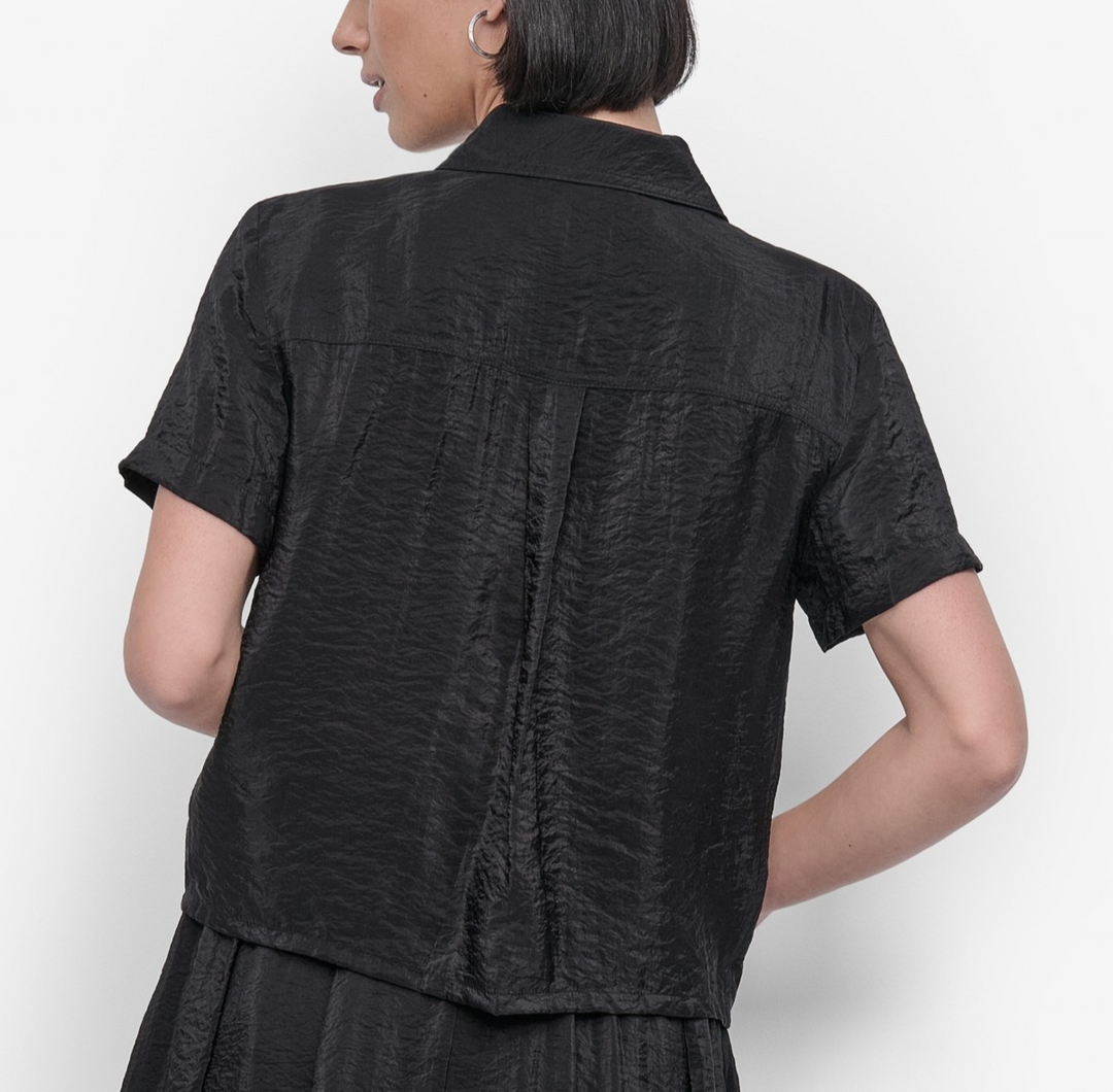 DKNY Women's Short-Sleeve Button-Front Tech Shirt MSRP $89