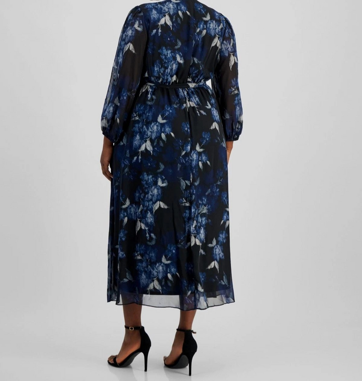 Robbie Bee Floral Chiffon Maxi Dress MSRP $99