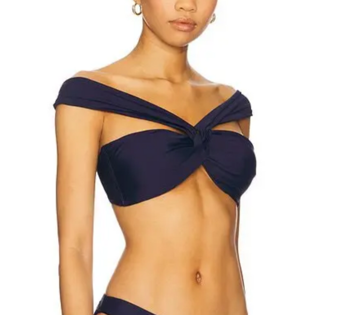 MILLY Olivia Draped Bandeau Bikini Top MSRP $165