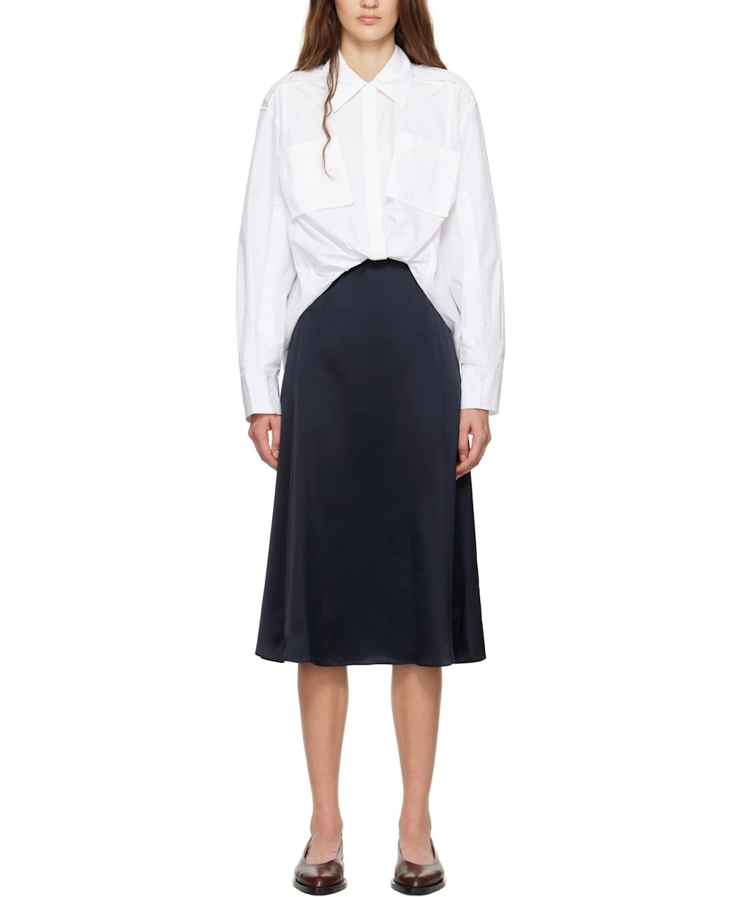 3.1 Phillip Lim  Shirt Combo Slip MIDI Dress MSRP $695