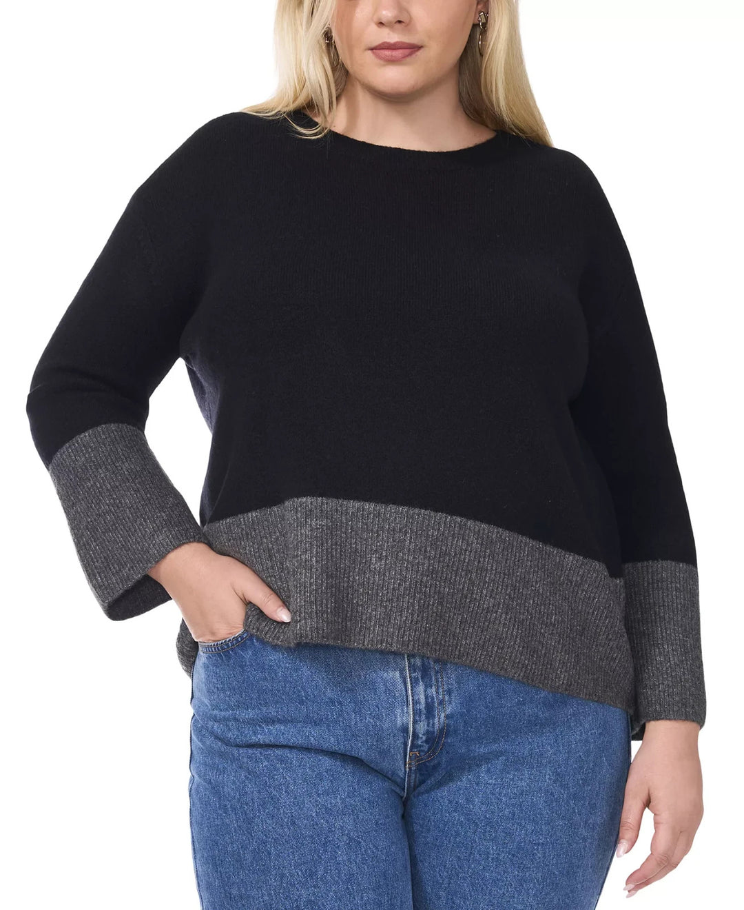 Vince Camuto Plus Size Colorblocked Crewneck Sweater MSRP $79