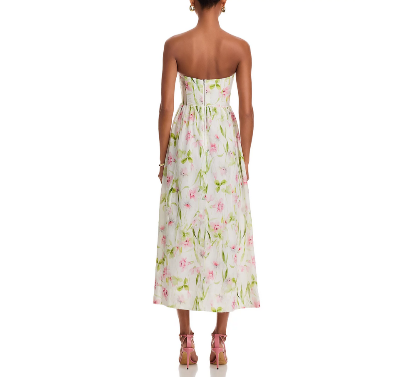 lola corset midi dress bardot Bardot Lola Corset Strapless Midi Dress
