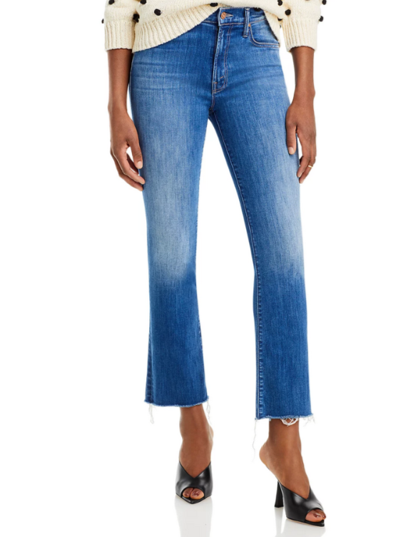 MOTHER The Insider Flood Fray High Rise Ankle Straight Jeans MSRP $248