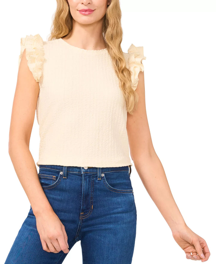 CeCe Women's Sleeveless Double Ruffled Tank Top MSRP $69