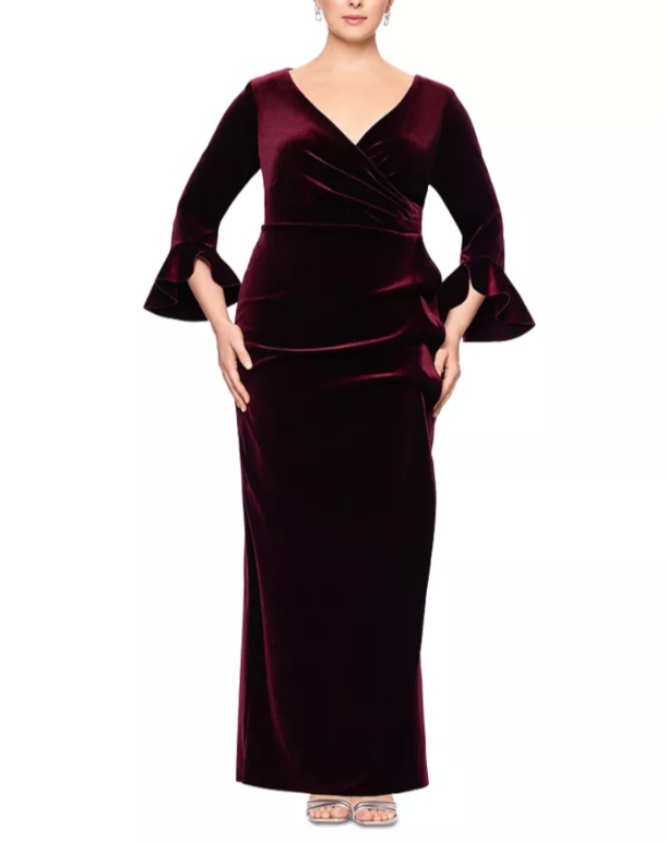 Betsy & Adam Plus Size Velvet Gown MSRP $268