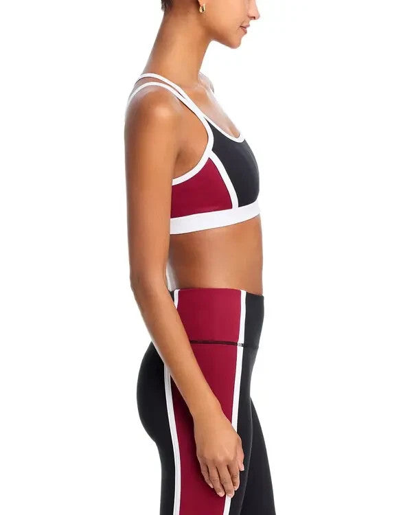 AQUA Athletic Toned Out Double Strap Color Block Sports Bra MSRP $68