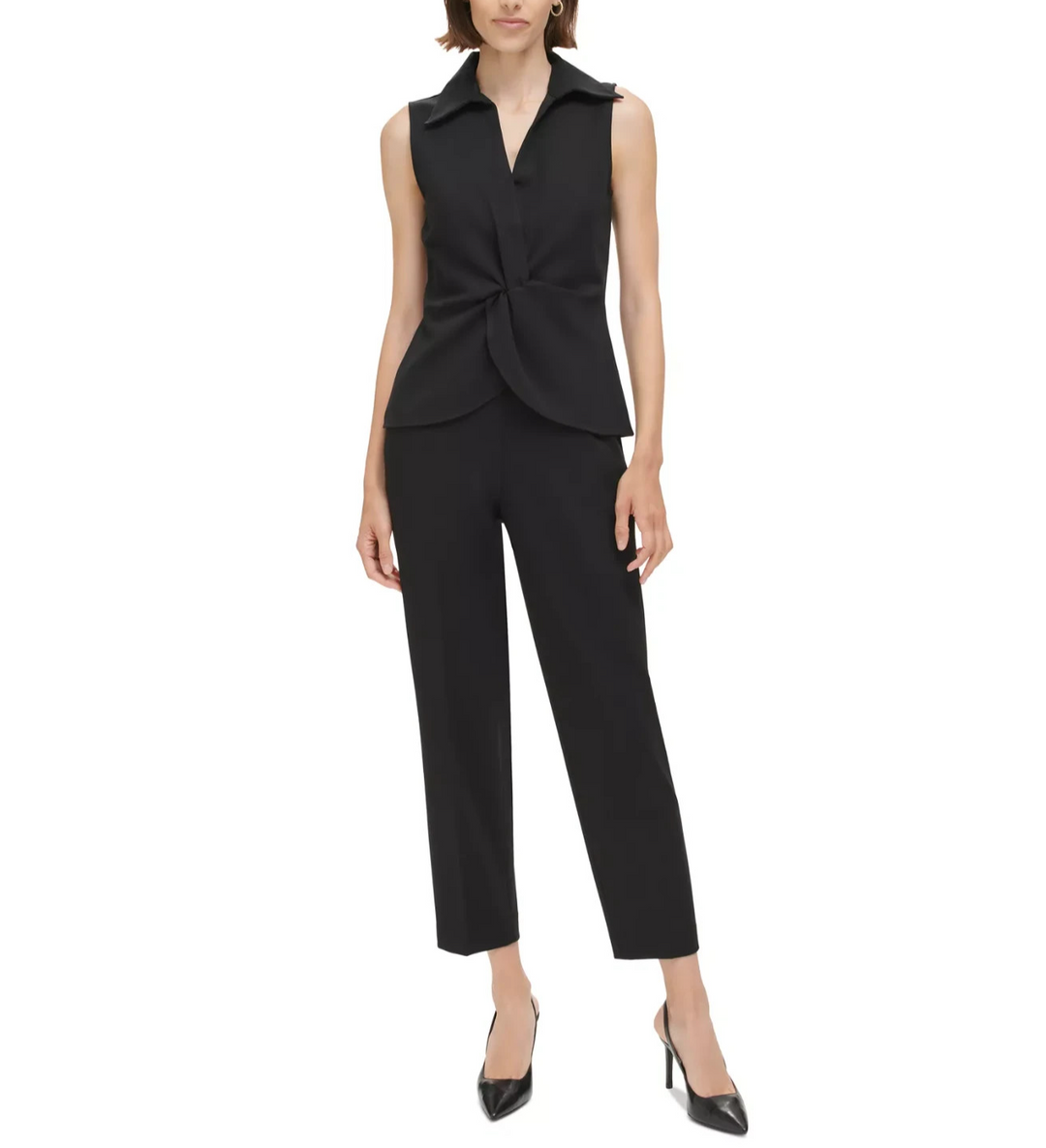 Calvin Klein Women's Sleeveless Twist-Front Top MSRP $69