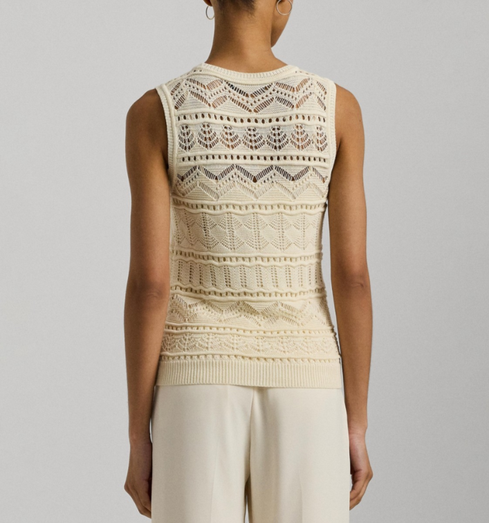 Lauren Ralph Lauren Pointelle Sweater Tank Top MSRP $125