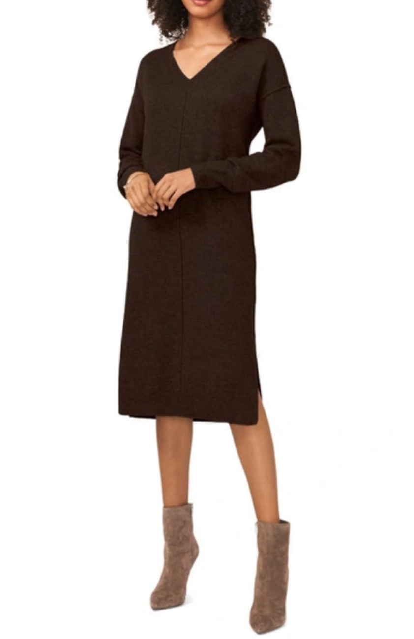 Vince Camuto Exposed Seam Long Sleeve Sweater Dress MSRP $99