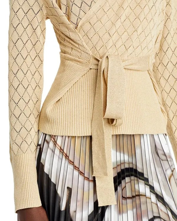 Nancy Yang Pointelle Surplice Sweater MSRP $114