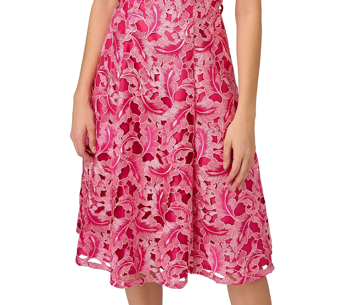 Adrianna Papell Embroidered Fit & Flare Dress MSRP $229