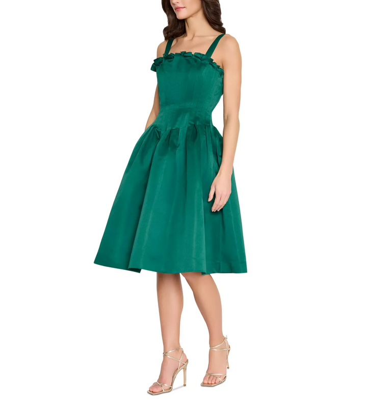 Tahari ASL Women's Ruffle Corset-Bodice Fit & Flare Dress MSRP $229