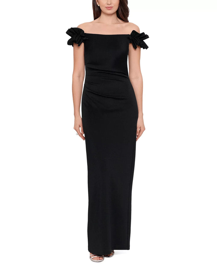 X by XSCAPE Off-The-Shoulder Ruffle Gown MSRP $169