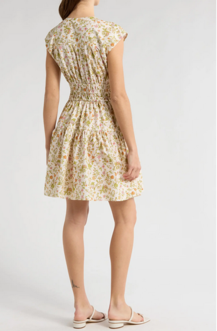 Derek Lam 10 Crosby Tora Floral Shirred Waist Stretch Dress