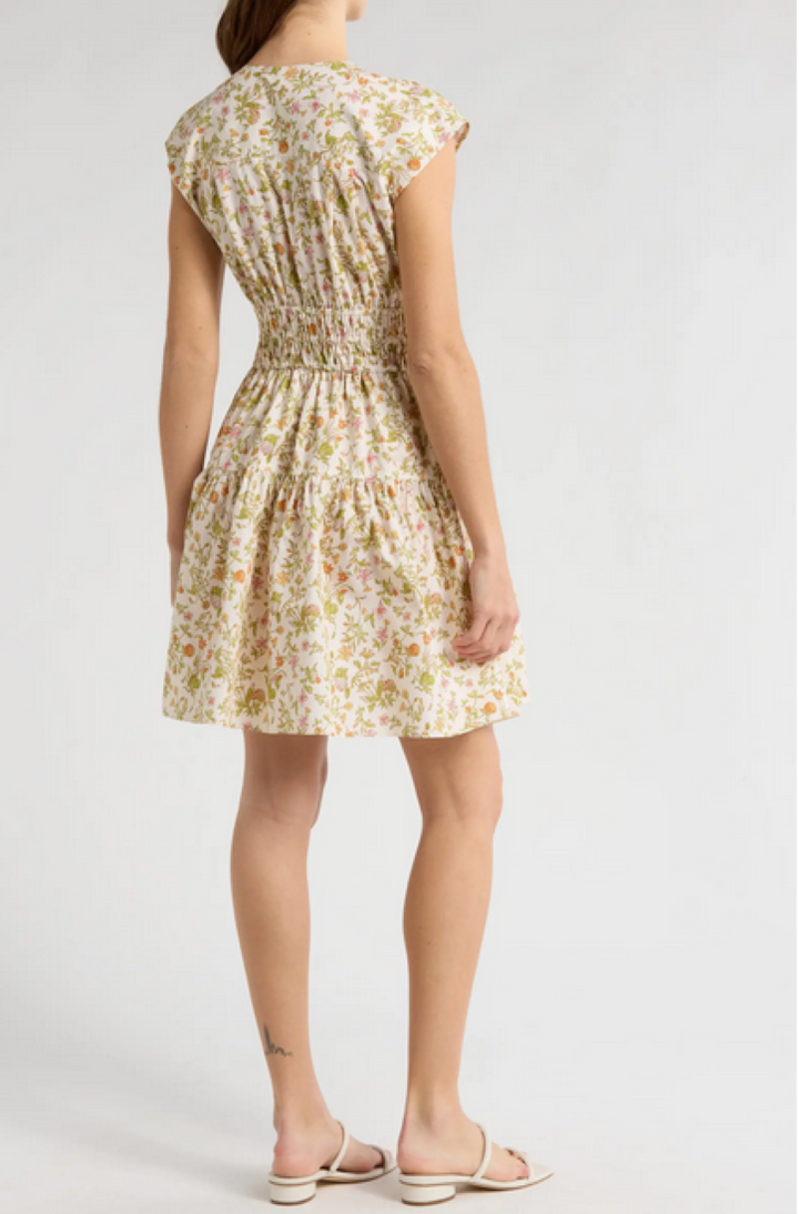 Derek Lam 10 Crosby Tora Floral Shirred Waist Stretch Dress