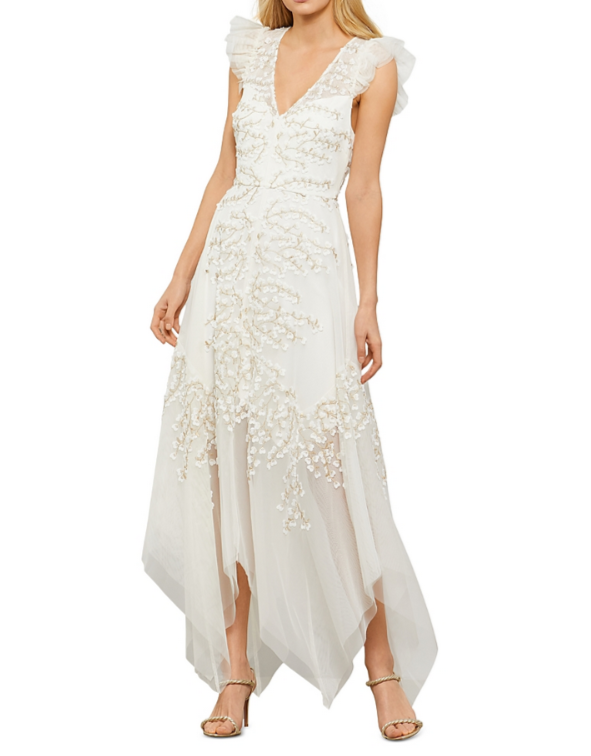 BCBGMAXAZRIA Embroidered Tulle Gown MSRP $428