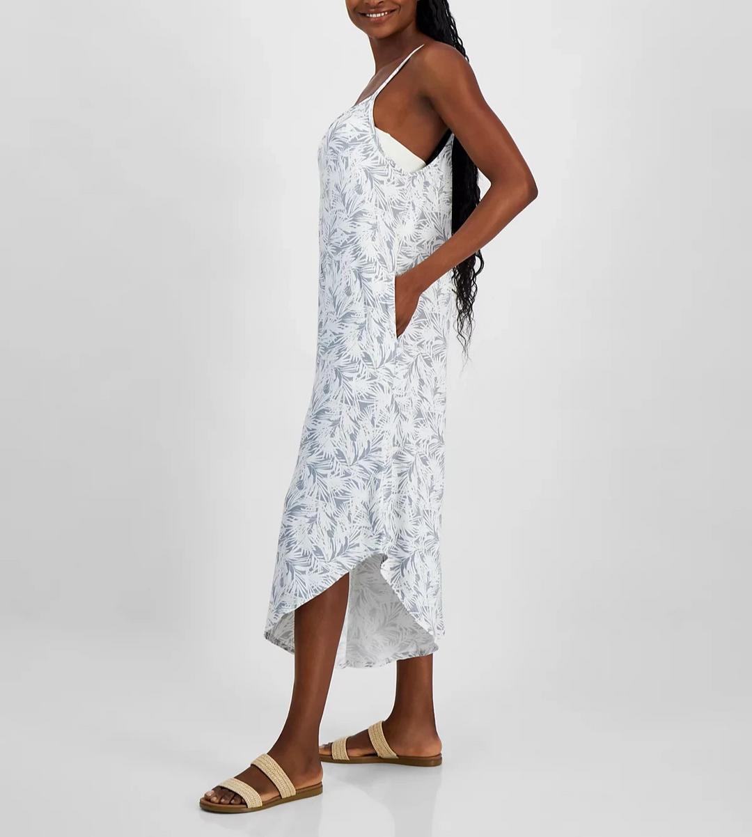 J Valdi Scoop-Neck Sleeveless Swim Cover-Up Jumpsuit MSRP $54